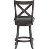 image:imageFlash Furniture Felicity Commercial Classic Crossback Barstool  Antique Oak Wood Frame  Black LeatherSoft Seat  Counter Height  360 Swivel Seat  FootrestBlack VinylGray Wash Walnut Frame