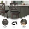 image:imageFlash Furniture Felicity Commercial Classic Crossback Barstool  Antique Oak Wood Frame  Black LeatherSoft Seat  Counter Height  360 Swivel Seat  FootrestBlack VinylGray Wash Walnut Frame