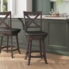 image:imageFlash Furniture Felicity Commercial Classic Crossback Barstool  Antique Oak Wood Frame  Black LeatherSoft Seat  Counter Height  360 Swivel Seat  FootrestBlack VinylGray Wash Walnut Frame