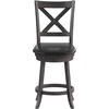 image:imageFlash Furniture Felicity Commercial Classic Crossback Barstool  Antique Oak Wood Frame  Black LeatherSoft Seat  Counter Height  360 Swivel Seat  FootrestBlack VinylGray Wash Walnut Frame