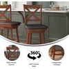 image:imageFlash Furniture Felicity Commercial Classic Crossback Barstool  Antique Oak Wood Frame  Black LeatherSoft Seat  Counter Height  360 Swivel Seat  FootrestBlack VinylAntique Oak Frame