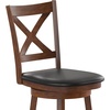 image:imageFlash Furniture Felicity Commercial Classic Crossback Barstool  Antique Oak Wood Frame  Black LeatherSoft Seat  Counter Height  360 Swivel Seat  FootrestBlack VinylAntique Oak Frame