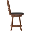 image:imageFlash Furniture Felicity Commercial Classic Crossback Barstool  Antique Oak Wood Frame  Black LeatherSoft Seat  Counter Height  360 Swivel Seat  FootrestBlack VinylAntique Oak Frame