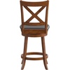 image:imageFlash Furniture Felicity Commercial Classic Crossback Barstool  Antique Oak Wood Frame  Black LeatherSoft Seat  Counter Height  360 Swivel Seat  FootrestBlack VinylAntique Oak Frame