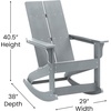 image:imageFlash Furniture Finn Modern Commercial Grade Poly Resin Wood Adirondack Rocking Chair  All Weather Sea Foam Polystyrene  Dual Slat Back  Stainless Steel HardwareGrey