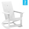 image:imageFlash Furniture Finn Modern Commercial Grade Poly Resin Wood Adirondack Rocking Chair  All Weather Sea Foam Polystyrene  Dual Slat Back  Stainless Steel HardwareWhite