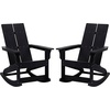 image:imageFlash Furniture Finn Modern Commercial Grade Poly Resin Wood Adirondack Rocking Chair  All Weather Sea Foam Polystyrene  Dual Slat Back  Stainless Steel HardwareBlack