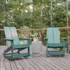 image:imageFlash Furniture Finn Modern Commercial Grade Poly Resin Wood Adirondack Rocking Chair  All Weather Sea Foam Polystyrene  Dual Slat Back  Stainless Steel HardwareSea Foam