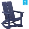 image:imageFlash Furniture Finn Modern Commercial Grade Poly Resin Wood Adirondack Rocking Chair  All Weather Sea Foam Polystyrene  Dual Slat Back  Stainless Steel HardwareNavy