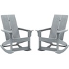 image:imageFlash Furniture Finn Modern Commercial Grade Poly Resin Wood Adirondack Rocking Chair  All Weather Sea Foam Polystyrene  Dual Slat Back  Stainless Steel HardwareGrey