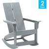 image:imageFlash Furniture Finn Modern Commercial Grade Poly Resin Wood Adirondack Rocking Chair  All Weather Sea Foam Polystyrene  Dual Slat Back  Stainless Steel HardwareGrey