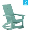 image:imageFlash Furniture Finn Modern Commercial Grade Poly Resin Wood Adirondack Rocking Chair  All Weather Sea Foam Polystyrene  Dual Slat Back  Stainless Steel HardwareSea Foam