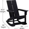 image:imageFlash Furniture Finn Modern Commercial Grade Poly Resin Wood Adirondack Rocking Chair  All Weather Sea Foam Polystyrene  Dual Slat Back  Stainless Steel HardwareBlack