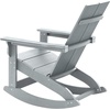 image:imageFlash Furniture Finn Modern Commercial Grade Poly Resin Wood Adirondack Rocking Chair  All Weather Sea Foam Polystyrene  Dual Slat Back  Stainless Steel HardwareGrey