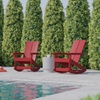 image:imageFlash Furniture Finn Modern Commercial Grade Poly Resin Wood Adirondack Rocking Chair  All Weather Sea Foam Polystyrene  Dual Slat Back  Stainless Steel HardwareRed
