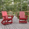 image:imageFlash Furniture Finn Modern Commercial Grade Poly Resin Wood Adirondack Rocking Chair  All Weather Sea Foam Polystyrene  Dual Slat Back  Stainless Steel HardwareRed