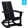 image:imageFlash Furniture Finn Modern Commercial Grade Poly Resin Wood Adirondack Rocking Chair  All Weather Sea Foam Polystyrene  Dual Slat Back  Stainless Steel HardwareBlack