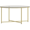 image:imageFlash Furniture Greenwich Collection Coffee Table  Modern Clear Glass Coffee Table  Crisscross Brushed Gold Frame