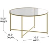 image:imageFlash Furniture Greenwich Collection Coffee Table  Modern Clear Glass Coffee Table  Crisscross Brushed Gold Frame