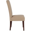 image:imageFlash Furniture Greenwich Series Black LeatherSoft Upholstered Panel Back MidCentury Parsons Dining ChairBeige Fabric