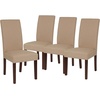 image:imageFlash Furniture Greenwich Series Black LeatherSoft Upholstered Panel Back MidCentury Parsons Dining ChairBeige Fabric