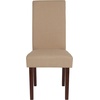 image:imageFlash Furniture Greenwich Series Black LeatherSoft Upholstered Panel Back MidCentury Parsons Dining ChairBeige Fabric