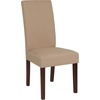 image:imageFlash Furniture Greenwich Series Black LeatherSoft Upholstered Panel Back MidCentury Parsons Dining ChairBeige Fabric