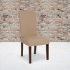 image:imageFlash Furniture Greenwich Series Black LeatherSoft Upholstered Panel Back MidCentury Parsons Dining ChairBeige Fabric