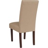 image:imageFlash Furniture Greenwich Series Black LeatherSoft Upholstered Panel Back MidCentury Parsons Dining ChairBeige Fabric