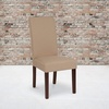 image:imageFlash Furniture Greenwich Series Black LeatherSoft Upholstered Panel Back MidCentury Parsons Dining ChairBeige Fabric