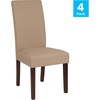 image:imageFlash Furniture Greenwich Series Black LeatherSoft Upholstered Panel Back MidCentury Parsons Dining ChairBeige Fabric