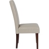 image:imageFlash Furniture Greenwich Series Black LeatherSoft Upholstered Panel Back MidCentury Parsons Dining ChairBeige Leathersoft