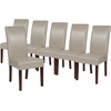 image:imageFlash Furniture Greenwich Series Black LeatherSoft Upholstered Panel Back MidCentury Parsons Dining ChairBeige Leathersoft