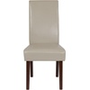 image:imageFlash Furniture Greenwich Series Black LeatherSoft Upholstered Panel Back MidCentury Parsons Dining ChairBeige Leathersoft