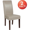 image:imageFlash Furniture Greenwich Series Black LeatherSoft Upholstered Panel Back MidCentury Parsons Dining ChairBeige Leathersoft