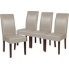 image:imageFlash Furniture Greenwich Series Black LeatherSoft Upholstered Panel Back MidCentury Parsons Dining ChairBeige Leathersoft