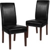 image:imageFlash Furniture Greenwich Series Black LeatherSoft Upholstered Panel Back MidCentury Parsons Dining ChairBlack Leathersoft