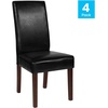 image:imageFlash Furniture Greenwich Series Black LeatherSoft Upholstered Panel Back MidCentury Parsons Dining ChairBlack Leathersoft