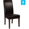 image:imageFlash Furniture Greenwich Series Black LeatherSoft Upholstered Panel Back MidCentury Parsons Dining ChairBrown Leathersoft