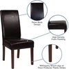 image:imageFlash Furniture Greenwich Series Black LeatherSoft Upholstered Panel Back MidCentury Parsons Dining ChairBrown Leathersoft