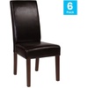 image:imageFlash Furniture Greenwich Series Black LeatherSoft Upholstered Panel Back MidCentury Parsons Dining ChairBrown Leathersoft