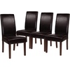 image:imageFlash Furniture Greenwich Series Black LeatherSoft Upholstered Panel Back MidCentury Parsons Dining ChairBrown Leathersoft
