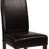 image:imageFlash Furniture Greenwich Series Black LeatherSoft Upholstered Panel Back MidCentury Parsons Dining ChairBrown Leathersoft