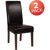image:imageFlash Furniture Greenwich Series Black LeatherSoft Upholstered Panel Back MidCentury Parsons Dining ChairBrown Leathersoft