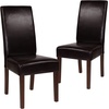image:imageFlash Furniture Greenwich Series Black LeatherSoft Upholstered Panel Back MidCentury Parsons Dining ChairBrown Leathersoft