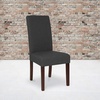image:imageFlash Furniture Greenwich Series Black LeatherSoft Upholstered Panel Back MidCentury Parsons Dining ChairGray Fabric