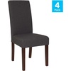 image:imageFlash Furniture Greenwich Series Black LeatherSoft Upholstered Panel Back MidCentury Parsons Dining ChairGray Fabric