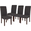 image:imageFlash Furniture Greenwich Series Black LeatherSoft Upholstered Panel Back MidCentury Parsons Dining ChairGray Fabric