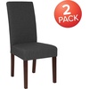 image:imageFlash Furniture Greenwich Series Black LeatherSoft Upholstered Panel Back MidCentury Parsons Dining ChairGray Fabric