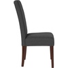 image:imageFlash Furniture Greenwich Series Black LeatherSoft Upholstered Panel Back MidCentury Parsons Dining ChairGray Fabric